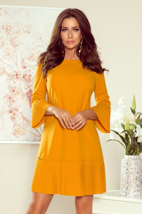 228-7 LUCY - plisowana wygodna sukienka - MUSZTARDA 228-7 LUCY - plisowana wygodna sukienka - MUSZTARDA